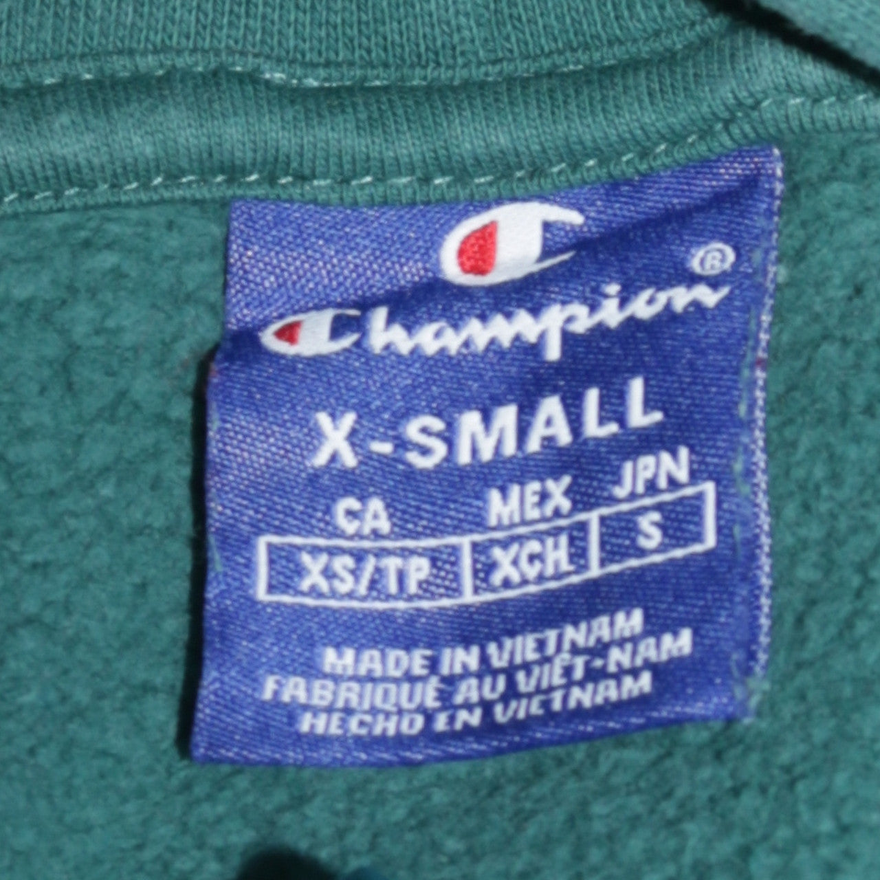 Mens UK Size XS Champion Green Pullover Hoodie