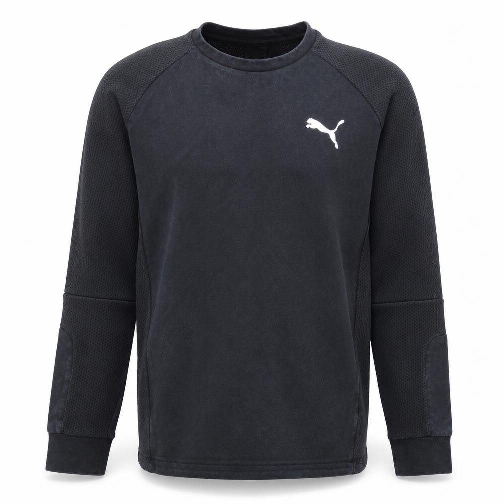 Front view of Puma Men's Black Cotton Crew Neck Long Sleeve Sports Sweatshirt M