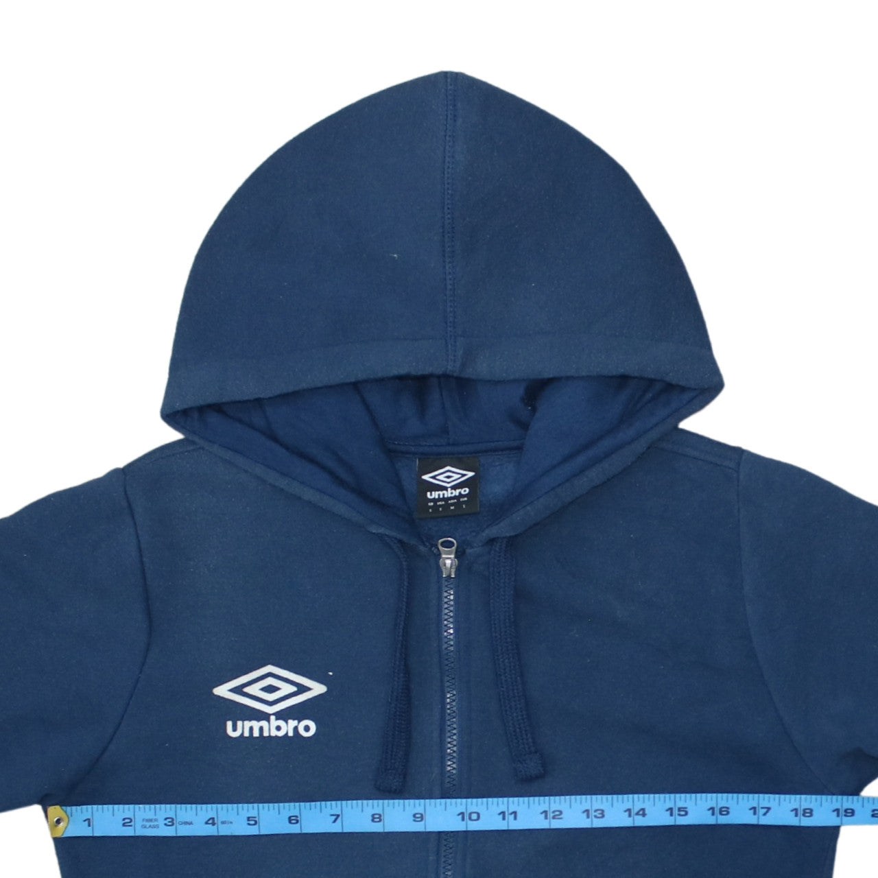Mens UK Size S Umbro Blue Full Zip Hoodie
