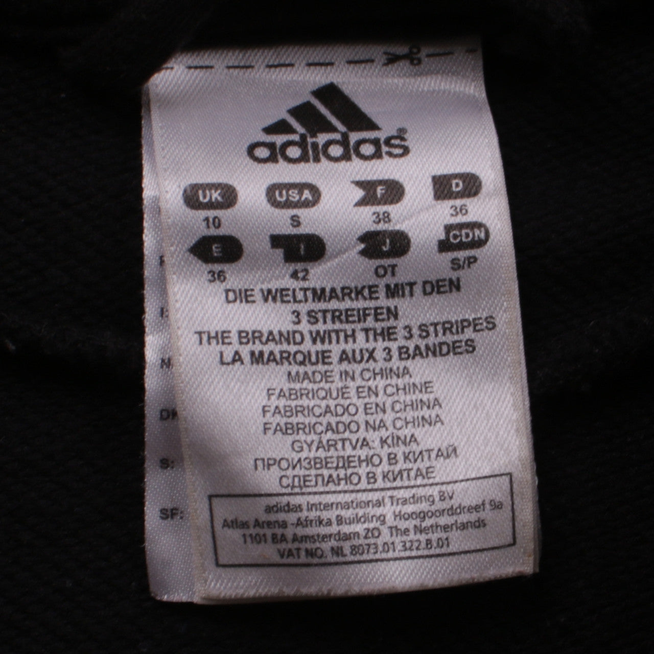 Womens UK Size 10 adidas Black Full Zip Hoodie