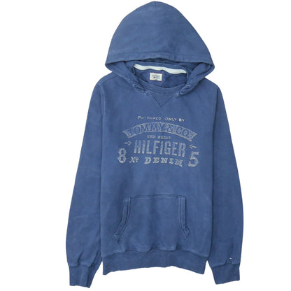 Mens UK Size L Hilfiger Denim Blue Pullover Hoodie