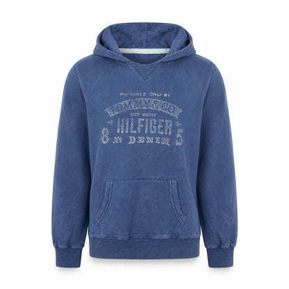 Mens UK Size L Hilfiger Denim Blue Pullover Hoodie