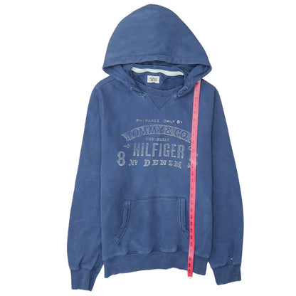 Mens UK Size L Hilfiger Denim Blue Pullover Hoodie