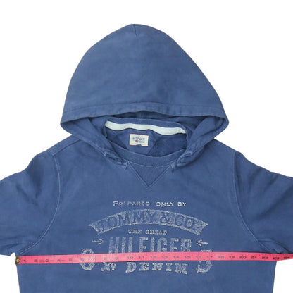Mens UK Size L Hilfiger Denim Blue Pullover Hoodie