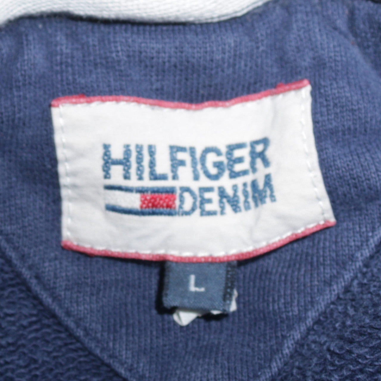 Mens UK Size L Hilfiger Denim Blue Pullover Hoodie
