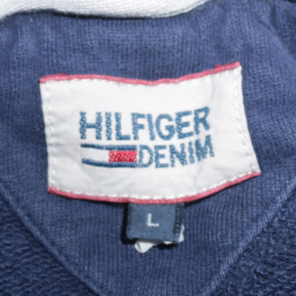 Mens UK Size L Hilfiger Denim Blue Pullover Hoodie