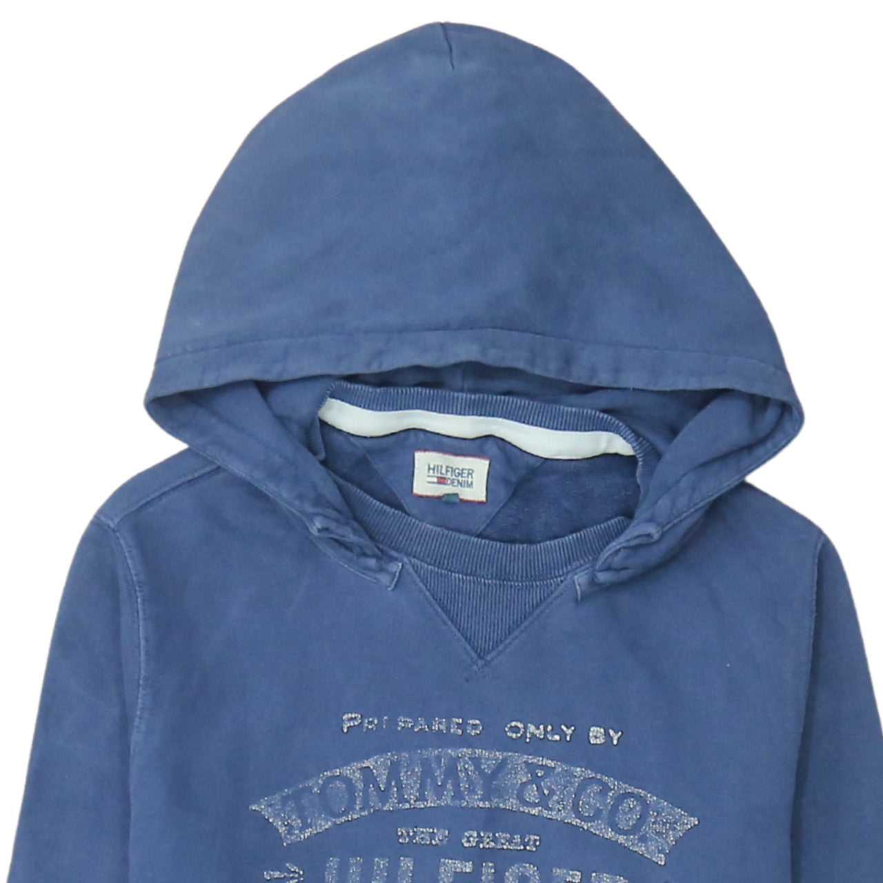 Mens UK Size L Hilfiger Denim Blue Pullover Hoodie
