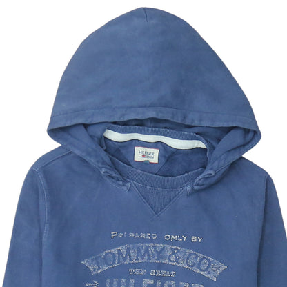 Mens UK Size L Hilfiger Denim Blue Pullover Hoodie