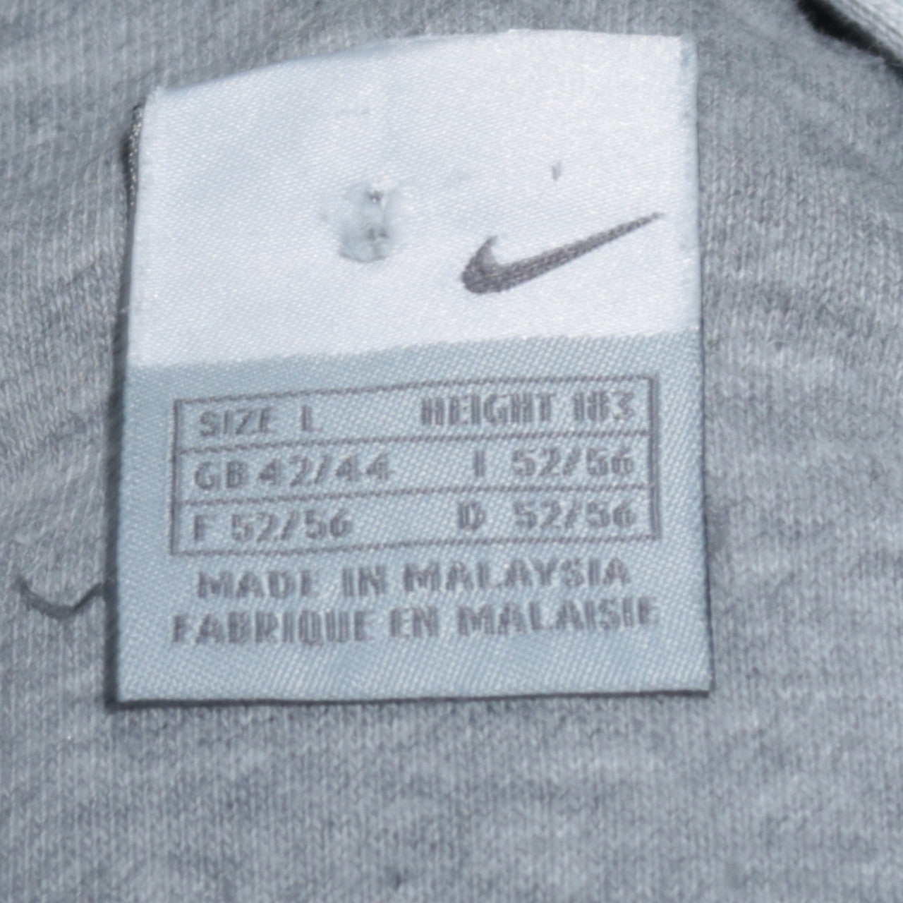 Mens UK Size L Nike Grey Full Zip Hoodie