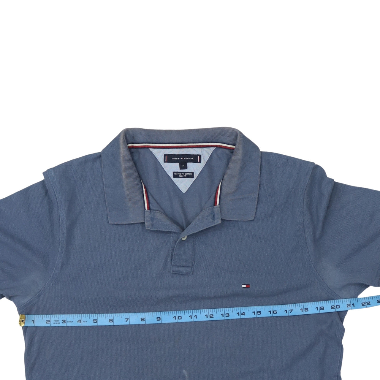 Tommy Hilfiger Men's Blue Slim Fit Cotton Polo Shirt XL
