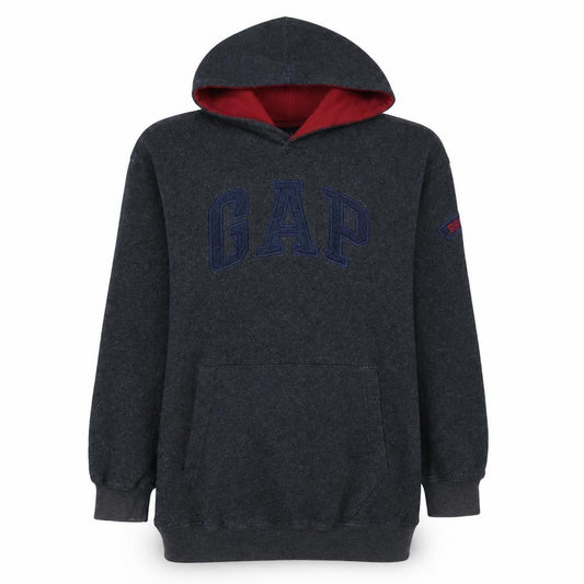 Front view of Gap Kids Dark Grey Pullover Hoodie Teens, size 14-16, Logo Design