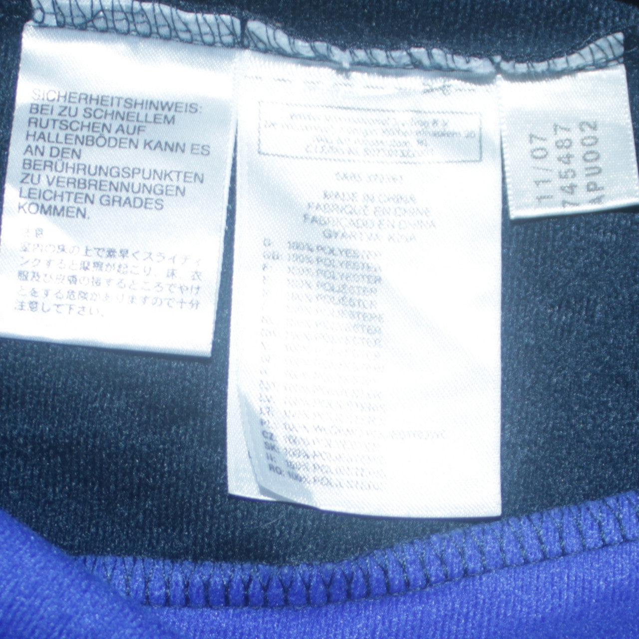 Mens UK Size L adidas Blue Full Zip Sweatshirt