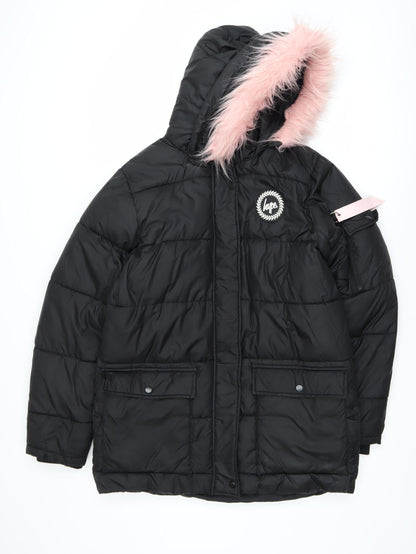 Girls UK Size 15 Years Hype Black Puffer Jacket