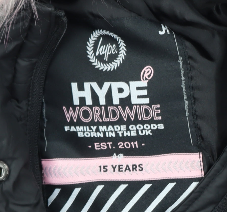 Girls UK Size 15 Years Hype Black Puffer Jacket