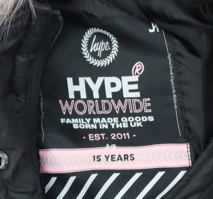 Girls UK Size 15 Years Hype Black Puffer Jacket