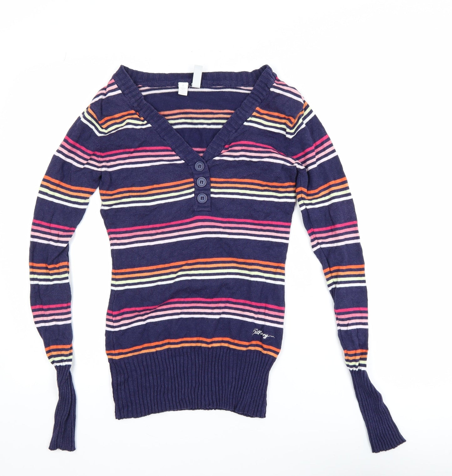 Womens UK Size S Billabong Multicoloured Henley Jumper