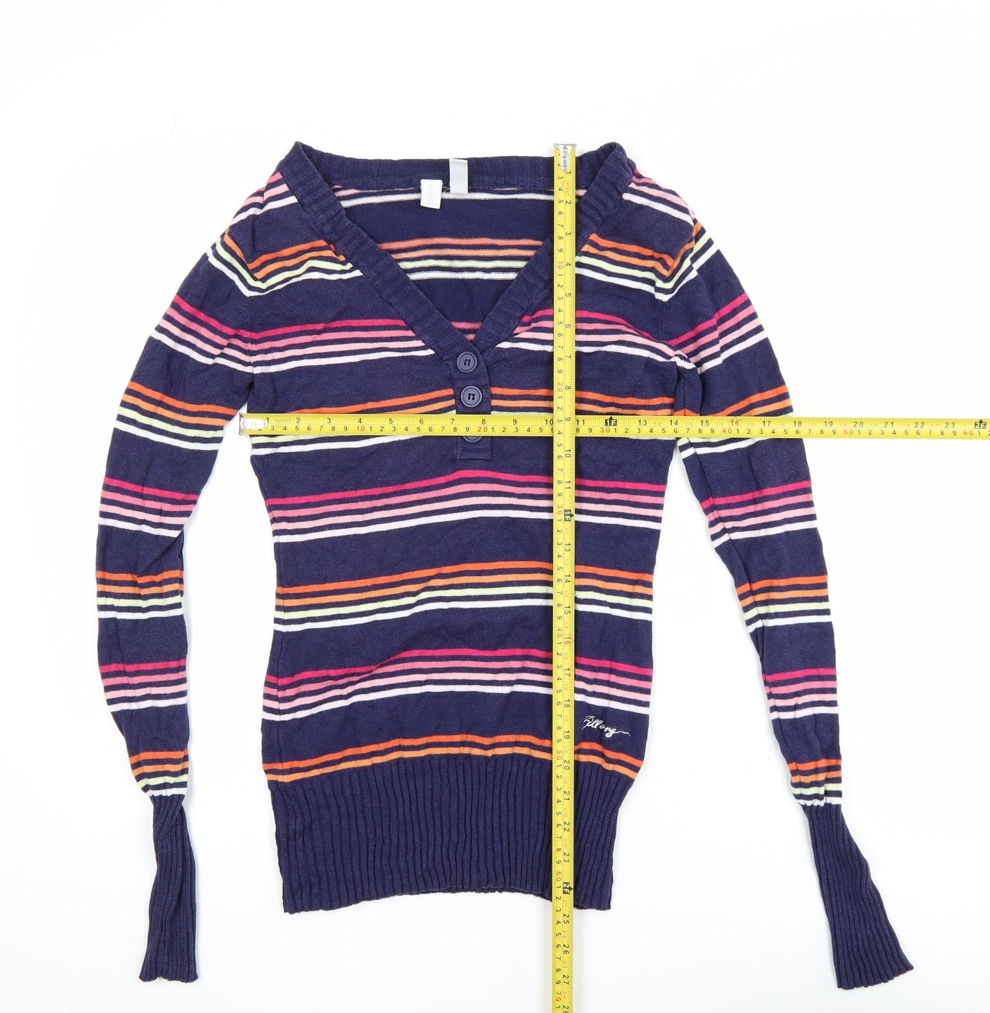 Womens UK Size S Billabong Multicoloured Henley Jumper