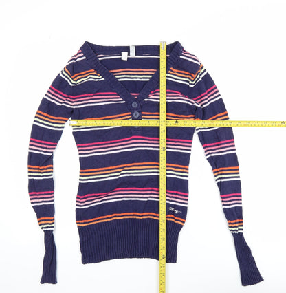 Womens UK Size S Billabong Multicoloured Henley Jumper