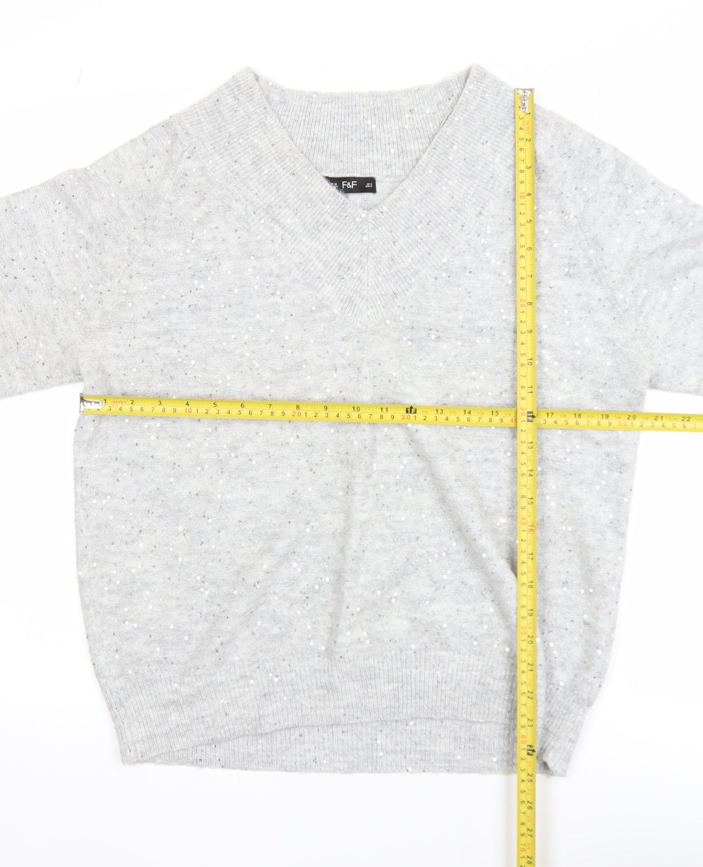 Womens UK Size M F&F Grey Pullover Jumper