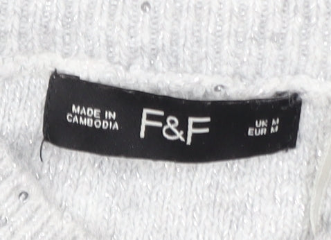 Womens UK Size M F&F Grey Pullover Jumper