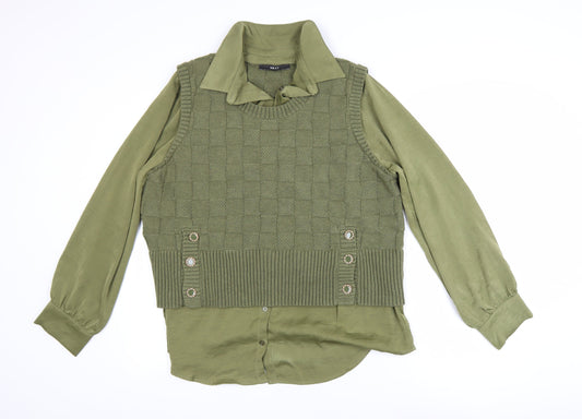 Womens UK Size L NEXT Green Layered Blouse