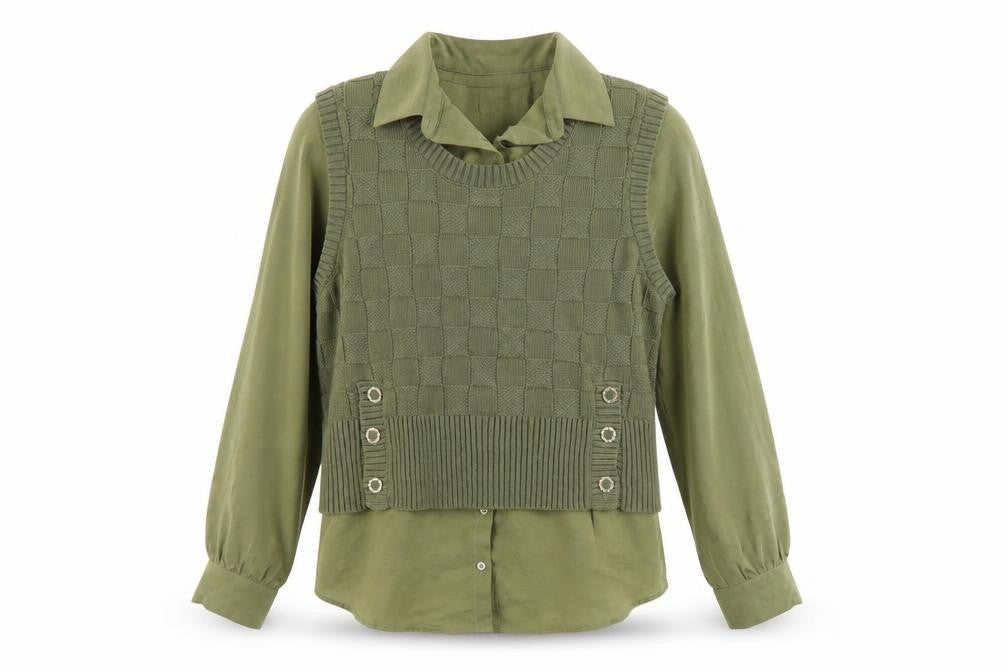 Womens UK Size L NEXT Green Layered Blouse