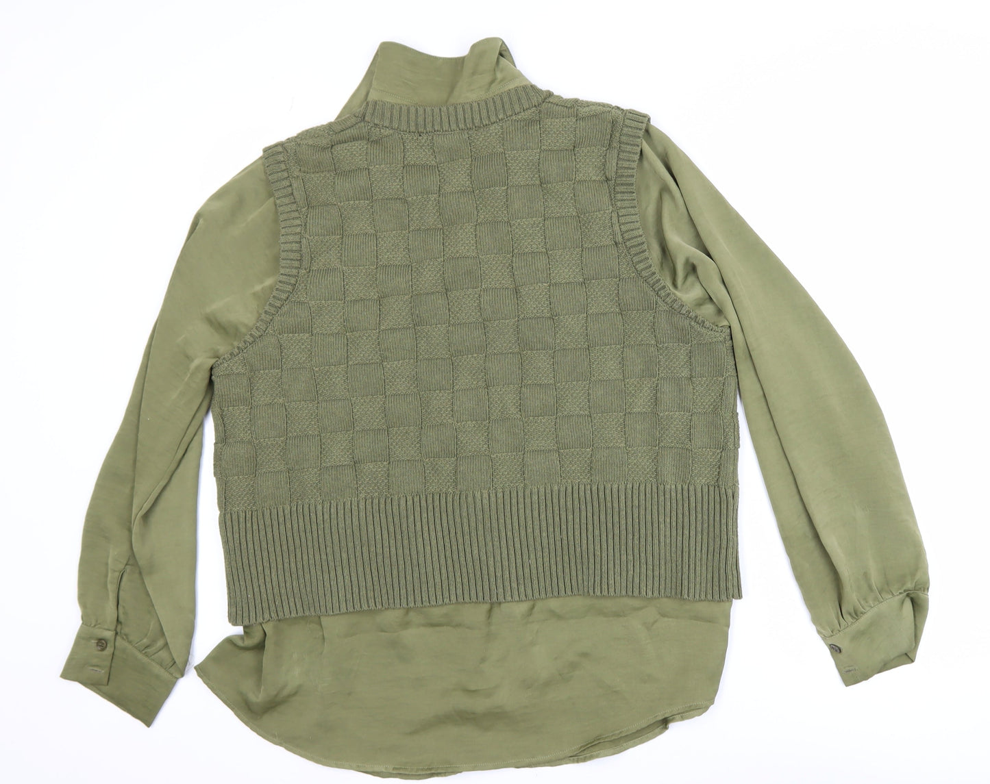 Womens UK Size L NEXT Green Layered Blouse