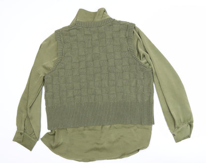 Womens UK Size L NEXT Green Layered Blouse