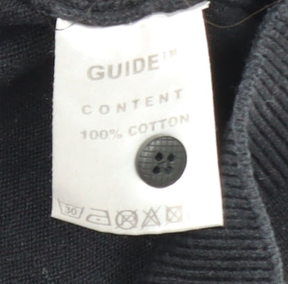 Guide London Men's Black Cotton Knitted Polo Shirt Size S