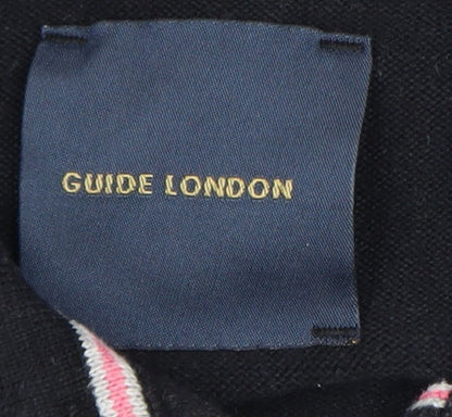 Guide London Men's Black Cotton Knitted Polo Shirt Size S