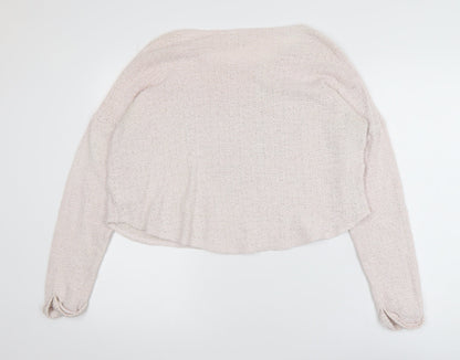 New Look Womens Beige Sequin Heart Knit Jumper Size 14