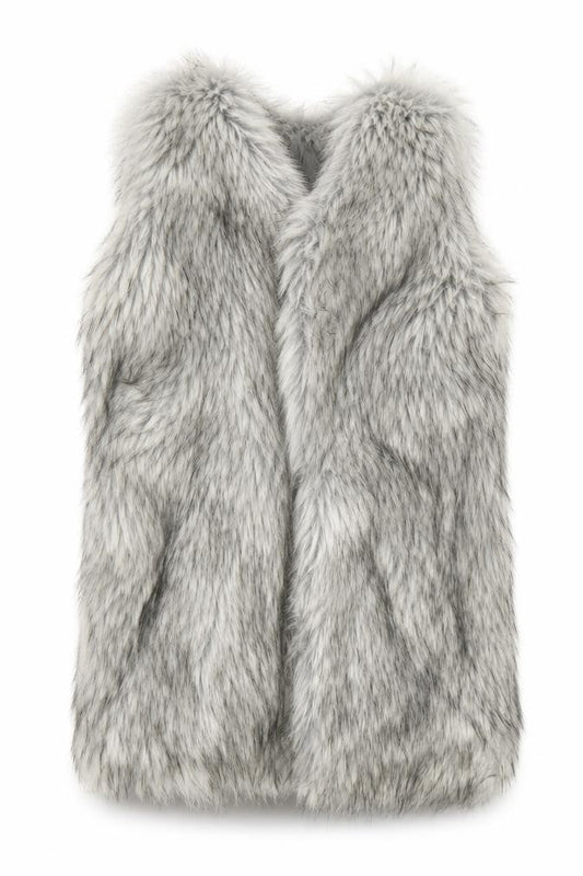 Atmosphere Women’s Grey Faux Fur Waistcoat Size M Sleeveless Lined