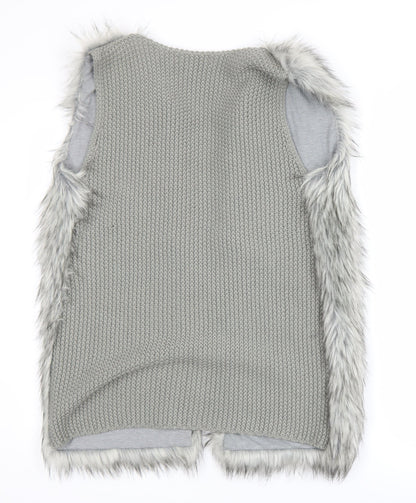 Atmosphere Women’s Grey Faux Fur Waistcoat Size M Sleeveless Lined