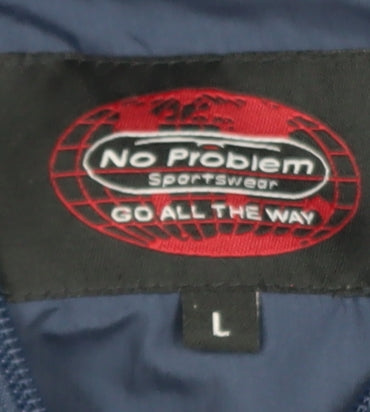 Mens UK Size L No Problem Sportswear Blue Windbreaker Coat