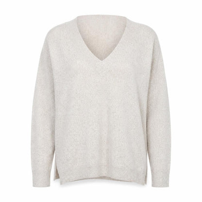 F&F Women’s Beige V-Neck Long Sleeve Pullover Jumper Size 12