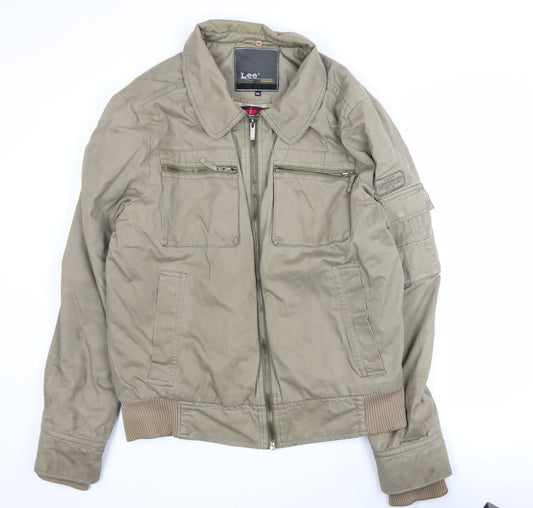Mens UK Size 2XL Lee Green Bomber Jacket
