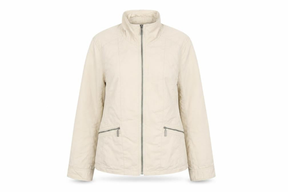Front view of Maine New England Women's Beige Cotton Blend Jacket, size 12