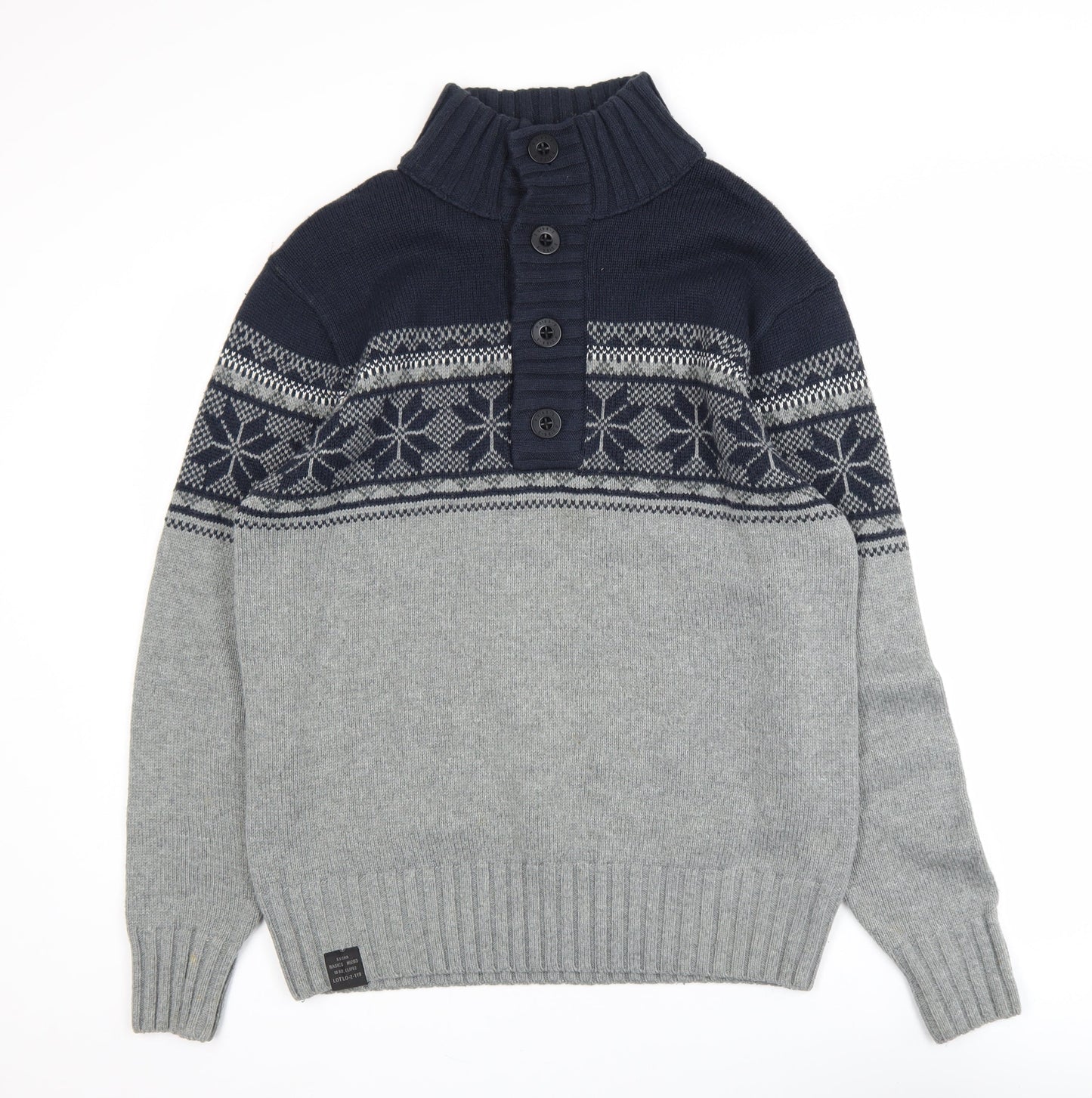Mens UK Size M NEXT Grey Henley Jumper