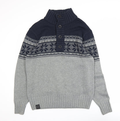 Mens UK Size M NEXT Grey Henley Jumper