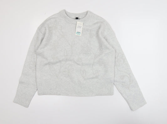Womens UK Size S New Look Grey Pullover Jumper