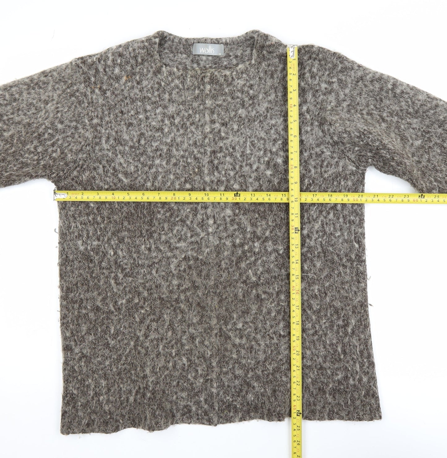 Wallis Women’s Grey Wool Blend Chunky Knit Long Sleeve Cardigan Size 12