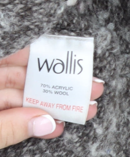 Wallis Women’s Grey Wool Blend Chunky Knit Long Sleeve Cardigan Size 12