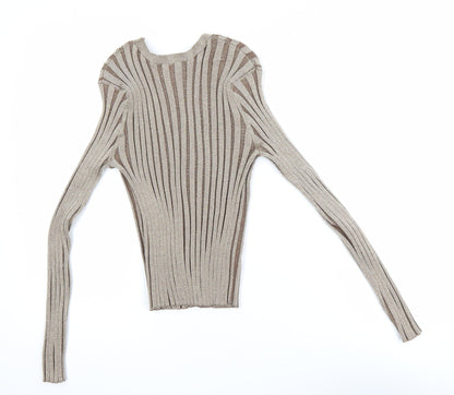 Womens UK Size L Primark Beige Cropped Blouse