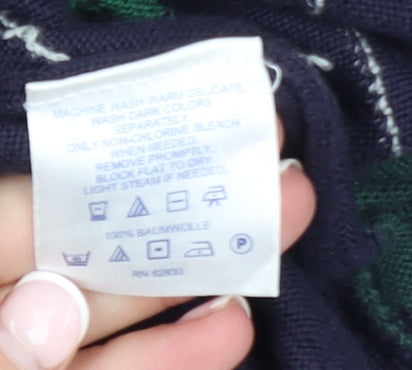 Mens UK Size L Lands’ End Blue Vest Jumper