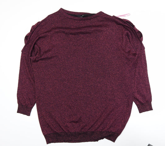 Yours Womens Purple Glitter Long Sleeve Tunic Top Size 20