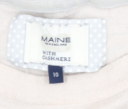 Womens UK Size 10 Maine New England Beige Pullover Jumper