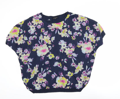 F&F Women's Blue Floral Lightweight Short Sleeve Blouse Size 18
