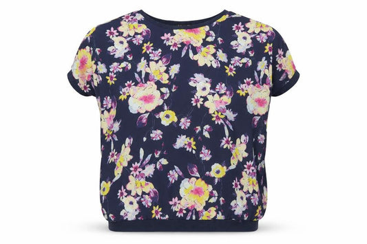 F&F Women's Blue Floral Lightweight Short Sleeve Blouse Size 18