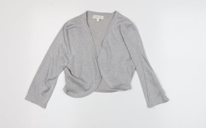 Monsoon Women's Silver Knit Cardigan S V-Neck Glitter Party Style