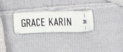 Womens UK Size M Grace Karin Grey Cardigan Jumper
